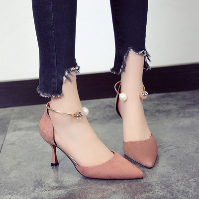 Ženske cipele s perlama i petom 7,5 cm