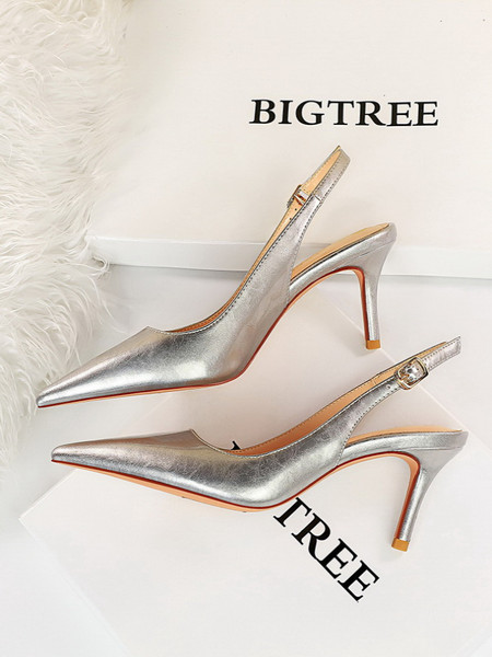 Ženske sandale sa srednjom potpeticom i špicastim vrhom