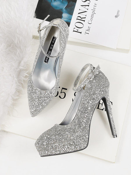 Ženske cipele na visoku petu i platformu sa sjajnim česticama