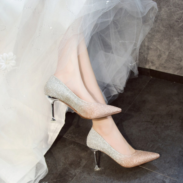 Sjajne ženske cipele na visoku petu 8,5 cm