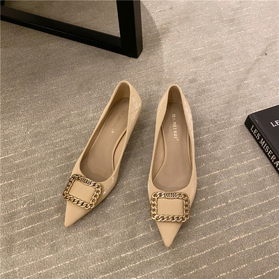 Moderne ženske cipele od umjetne kože sa metalnim elementom