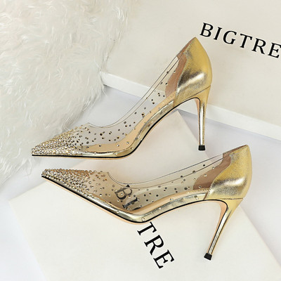 Ženske cipele sa prozirnim silikonskim dijelom i kamenčićima