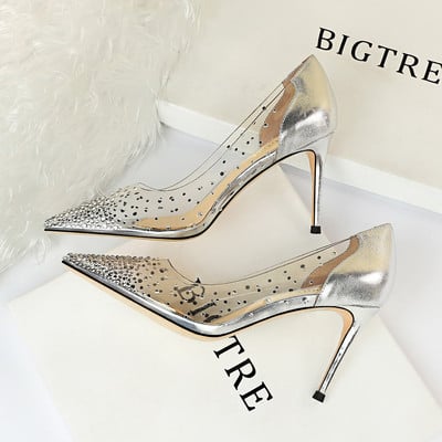 Ženske cipele sa prozirnim silikonskim dijelom i kamenčićima