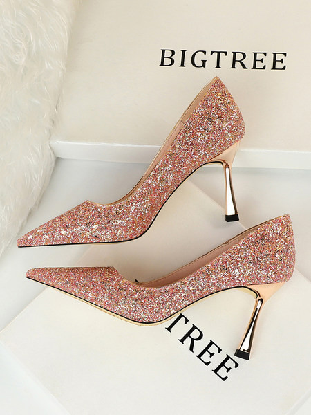 Stilingi moteriški batai su blizgančiomis dalelėmis ir 8 cm kulnu