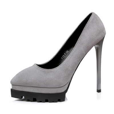 Moderne ženske cipele od eko brušene kože na tanku petu