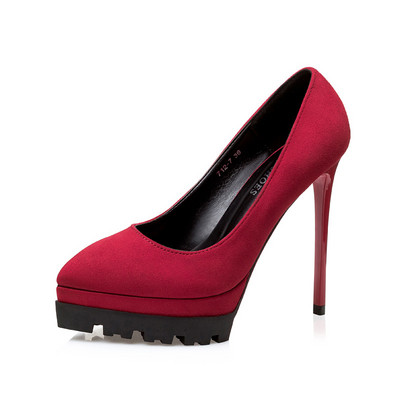 Moderne ženske cipele od eko brušene kože na tanku petu