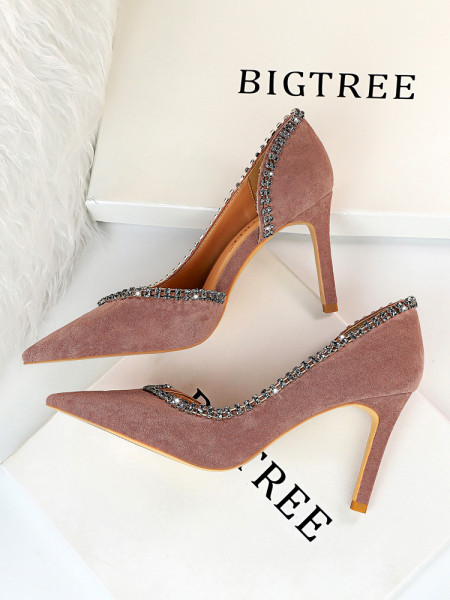 Elegantne cipele od eko brušene kože s kamenčićima