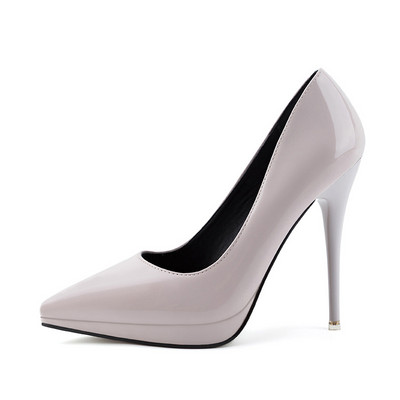 Ženske lakirane cipele na visoku petu i platformu jednobojni model