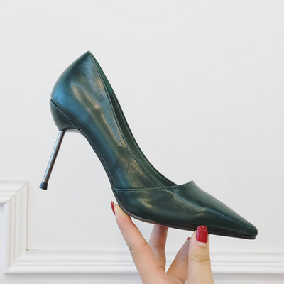 Ženske cipele od eko kože jednobojni model sa metalnom petom