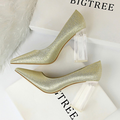 Model nou de pantofi de dama cu toc transparent in mai multe culori