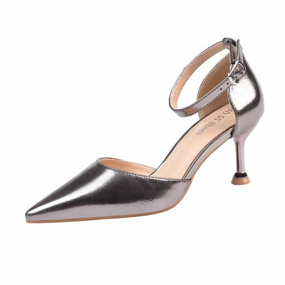 Moderne ženske cipele na špic s visokom petom i kopčom