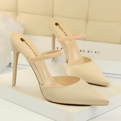 Elegantne satenske papuče na visoku petu