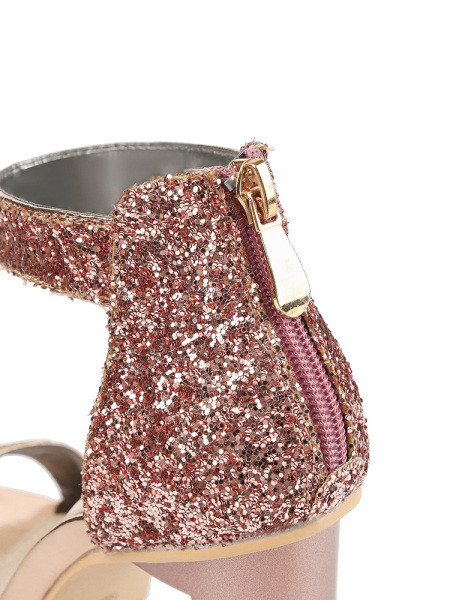 Ženske casual cipele sa sjajnim efektom i debelom petom