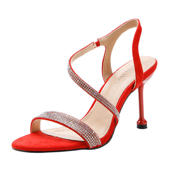 Elegantne ženske sandale s kamenčićima i visokom petom