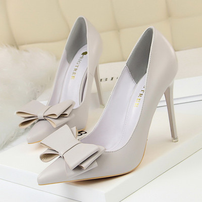 Pantofi de dama din piele cu panglica si toc de 10,5 cm