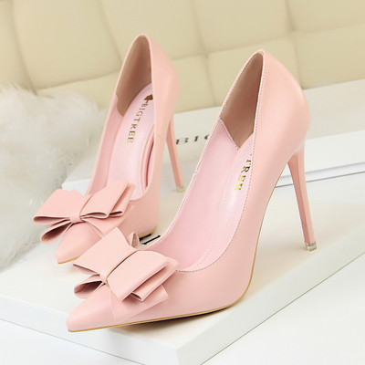 Pantofi de dama din piele cu panglica si toc de 10,5 cm