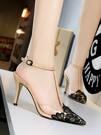 Дамски обувки  с тънък ток - заострен модел в няколко цвята 
