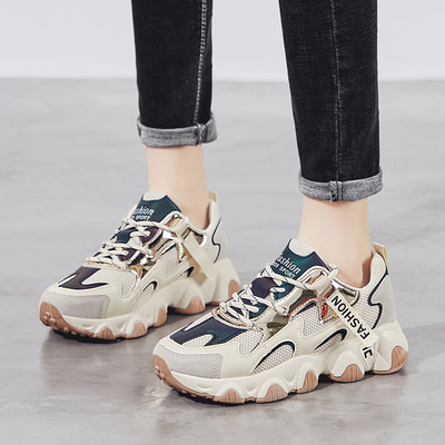 Дамски обувки с връзки и груба подметка в различни цветове