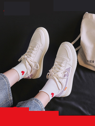 Moderne ženske tenisice s vezicama i ravnim potplatom - umjetna koža