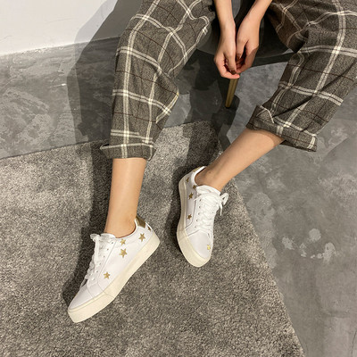 Tenisi de dama din piele cu stelute si cravate