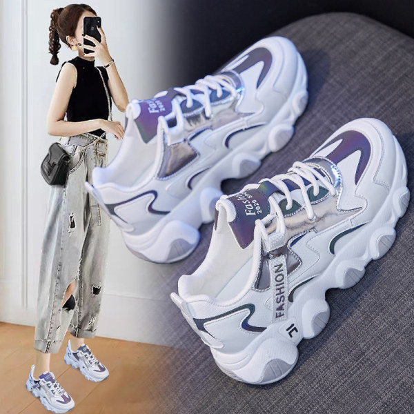 Ženske tenisice prikladne za proljeće s grubim potplatom i vezicama