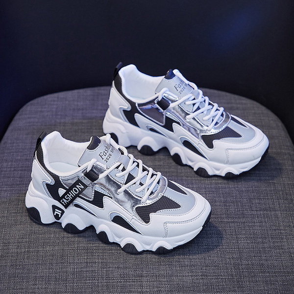 Ženske tenisice prikladne za proljeće s grubim potplatom i vezicama