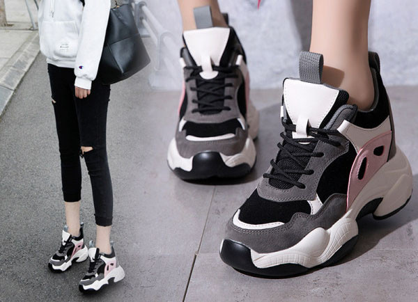 Adidasi de dama cu talpa inalta - in doua culori