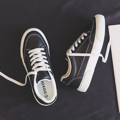 Ženske kožne tenisice jednobojni model sa vezicama