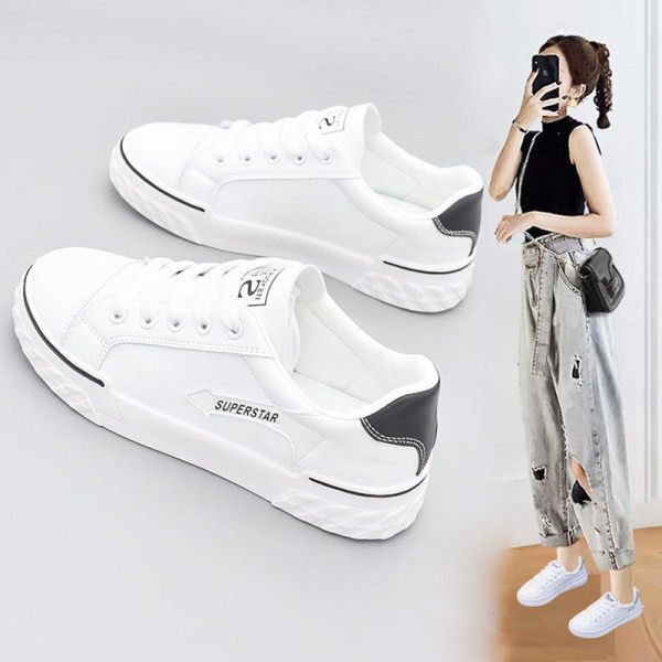 Dámske ležérne tenisky so šnúrkami v bielej farbe - vhodné na jar