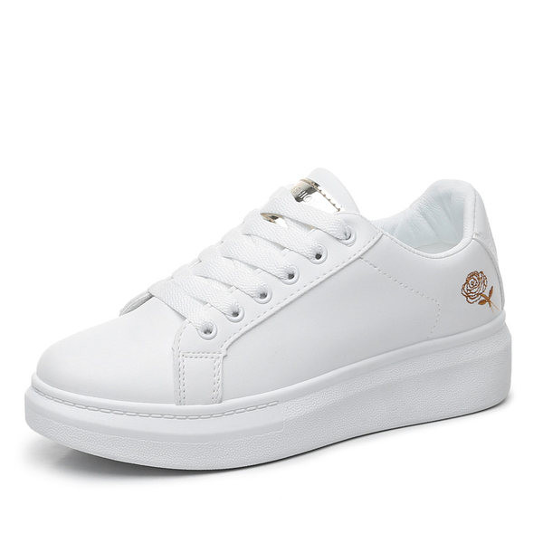 Modernas sieviešu ādas kedas ar izšūtu rozi