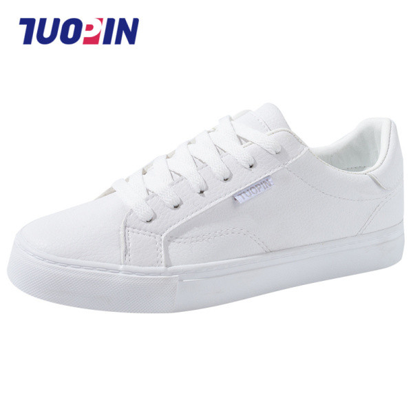 Ženske platnene tenisice sa vezicama i ravnim đonom - bijele boje