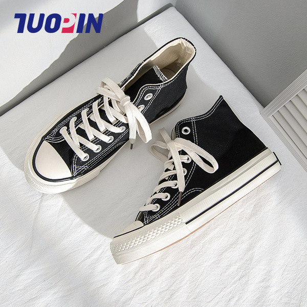 Ženske platnene cipele s vezicama i ravnim potplatom