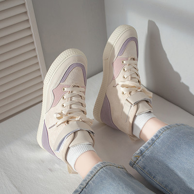 Ležerne ženske visoke tenisice od eko brušene kože