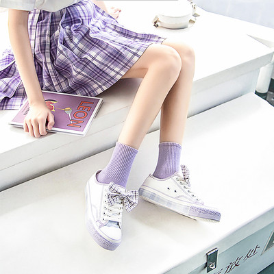 Moderne ženske tenisice od tekstila sa kariranom trakom - dva modela