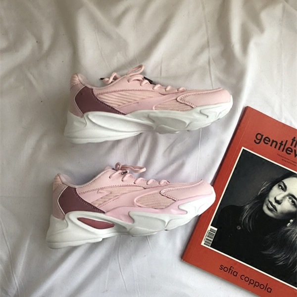 Tenisi casual dama cu sireturi - in alb si roz