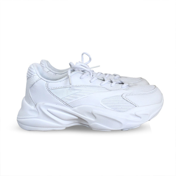 Tenisi casual dama cu sireturi - in alb si roz