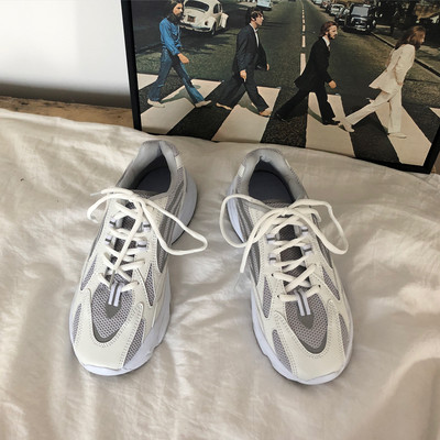 Ležerne ženske tenisice s grubim potplatom - sive i bež boje