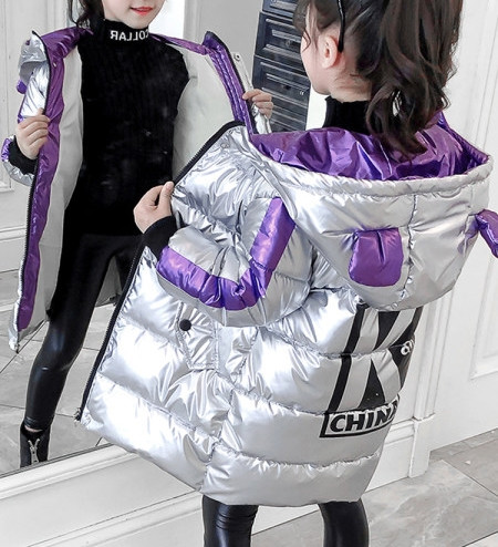 Dječja ležerna duga jakna s kapuljačom i džepovima za djevojčice