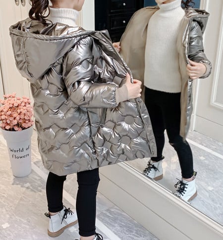 Naujo modelio vaikiška striukė su gobtuvu mergaitei