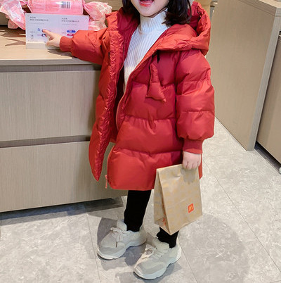 Svakodnevna dječja jakna za djevojčice s kapuljačom - crvena boja