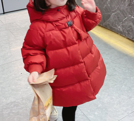 Svakodnevna dječja jakna za djevojčice s kapuljačom - crvena boja