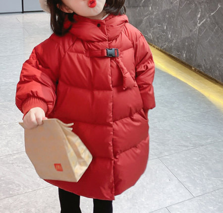 Svakodnevna dječja jakna za djevojčice s kapuljačom - crvena boja