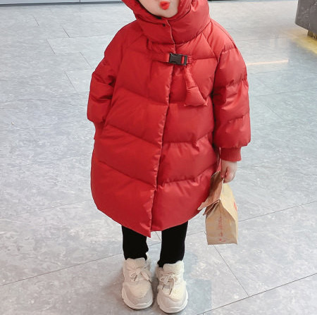 Svakodnevna dječja jakna za djevojčice s kapuljačom - crvena boja