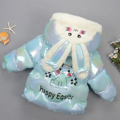 Meitenēm piemērota bērnu jaka ar 3D elementu un kapuci