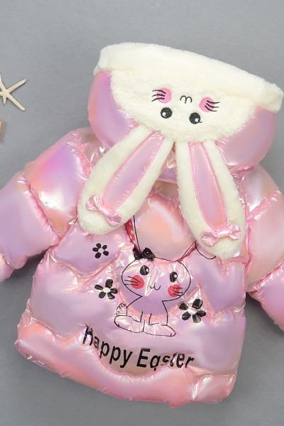 Meitenēm piemērota bērnu jaka ar 3D elementu un kapuci