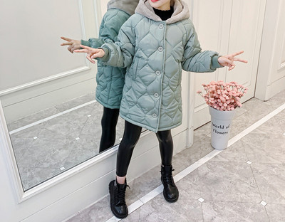 Zimska dječja jakna s kapuljačom i gumbima za djevojčice u tri boje