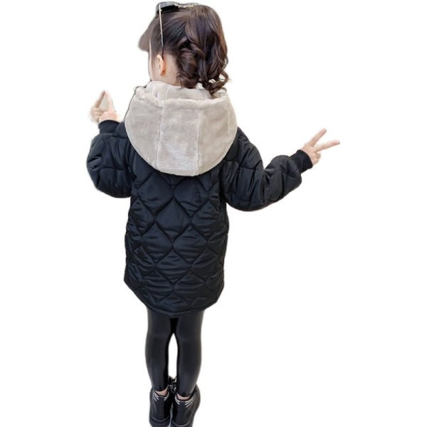 Zimska dječja jakna s kapuljačom i gumbima za djevojčice u tri boje