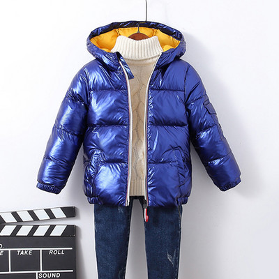 Zimska jakna s kapuljačom i sjajnim efektom