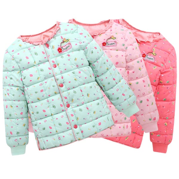 Laisvalaikio vaikiška striukė mergaitėms su raštais ir garbanomis