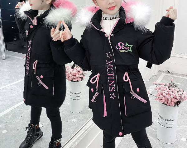 Novi model zimske dječje jakne sa kapuljačom i natpisom za djevojčice